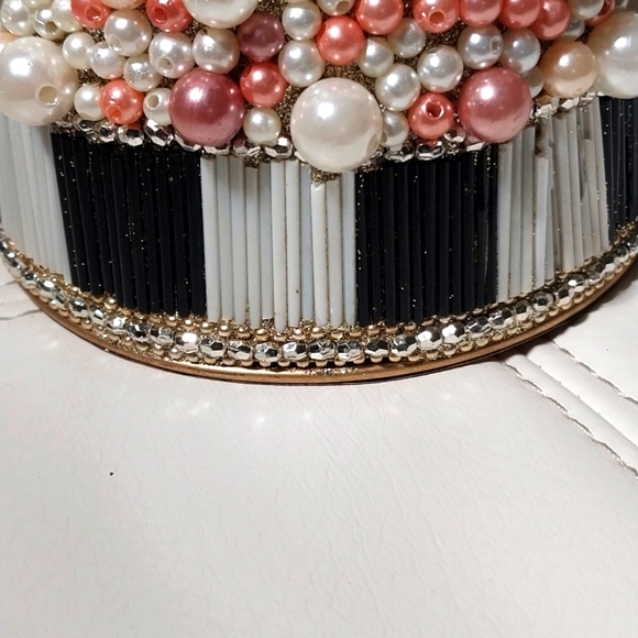 MacKenzie-ChildsSilver Lining Beaded Small Tabletop Christmas Tree rare - Picture 6 of 7